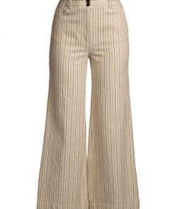 Rebecca Taylor Striped Wide-Leg Cropped Jeans