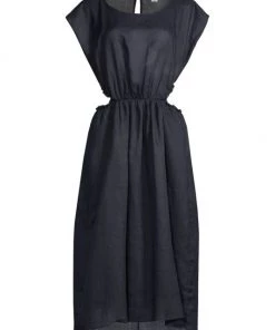 Rebecca Taylor Ramie Cut-Out Midi Dress Navy