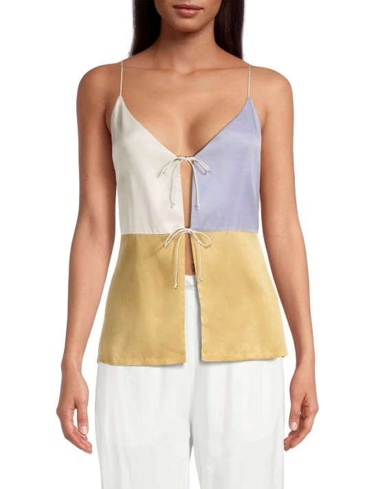 Rebecca Taylor Colorblocked Twill Camisole - Image 3