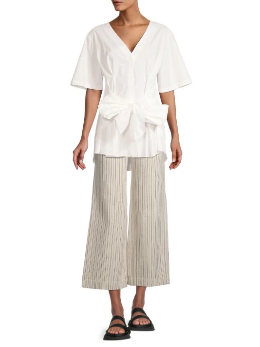 Rebecca Taylor Cotton Poplin Tie-Waist Blouse - Image 2