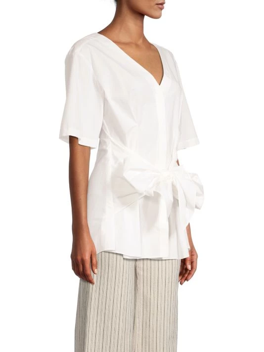 Rebecca Taylor Cotton Poplin Tie-Waist Blouse - Image 4