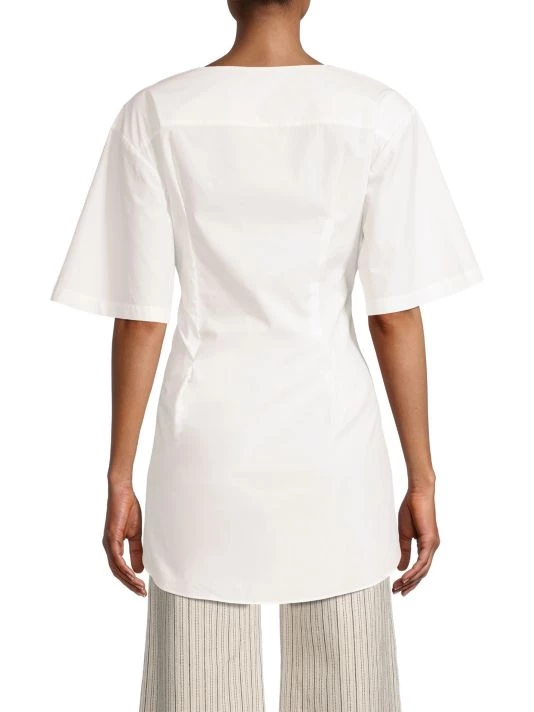 Rebecca Taylor Cotton Poplin Tie-Waist Blouse - Image 5