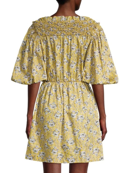 Rebecca Taylor Smocked Balloon-Sleeve Minidress - Image 5