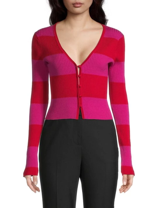 Rebecca Taylor Rib-Knit Wool Cardigan - Image 3