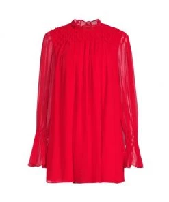 Rebecca Taylor Pleated Silk Chiffon Blouse Black