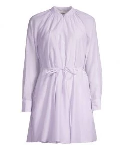 Rebecca Taylor Long-Sleeve Cotton-Blend Shirt Dress Wisteria