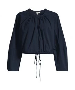 Rebecca Taylor Poplin Cropped Peasant Top