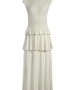 Rebecca Taylor Tiered Midi-Dress Aloe