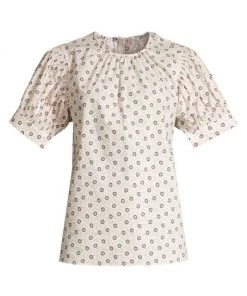 Rebecca Taylor Flower Print Short-Sleeve Blouse