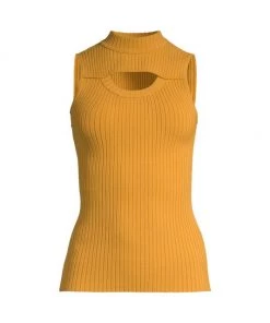 Rebecca Taylor Ribbed Cut-Out Sweater Tank Honeycomb