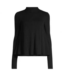 Rebecca Taylor Mock Neck Trapeze Top Black