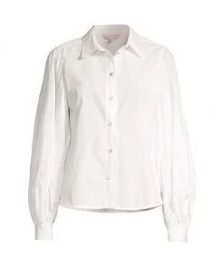 Rebecca Taylor Pleated Button Down Shirt Milk