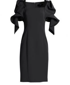 Badgley Mischka Origami Sleeve Dress Black