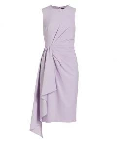 Badgley Mischka Draped Sleeveless Sheath Dress