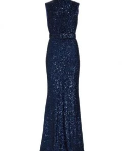 Badgley Mischka Sequin Floor-Length Mermaid Gown