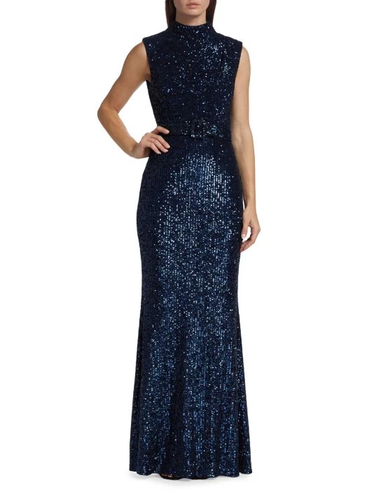 Badgley Mischka Sequin Floor-Length Mermaid Gown - Image 2