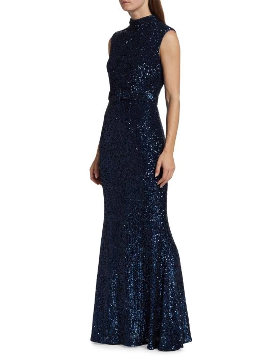 Badgley Mischka Sequin Floor-Length Mermaid Gown - Image 4