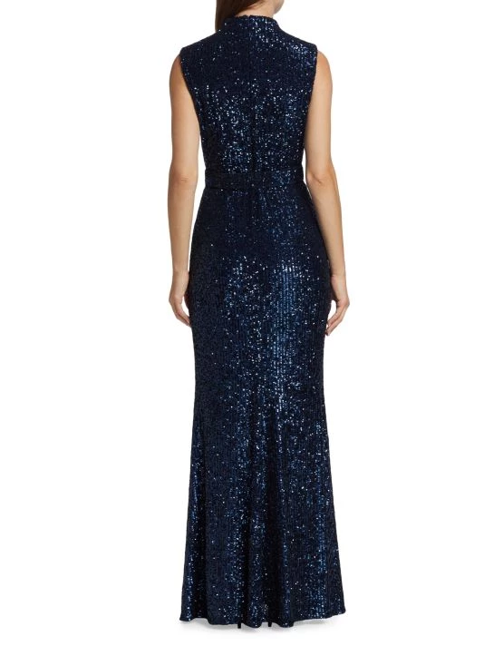 Badgley Mischka Sequin Floor-Length Mermaid Gown - Image 5