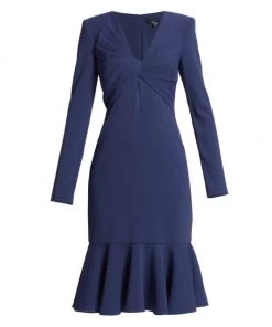 Badgley Mischka Twist-Front Knee-Length Dress