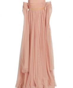 Badgley Mischka Tulle Strapless Floor-Length Gown