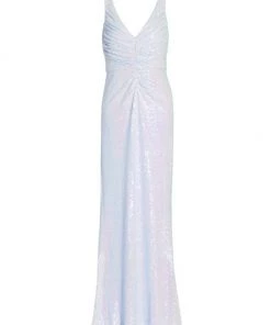 Badgley Mischka Sequined Ruched Gown