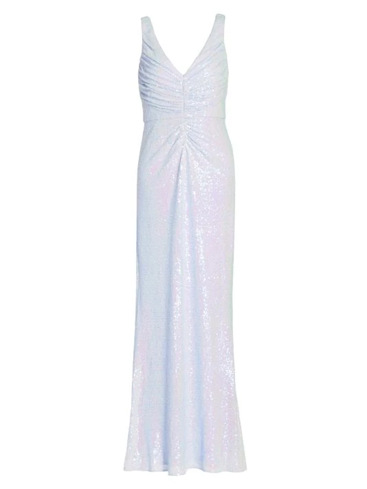 Badgley Mischka Sequined Ruched Gown