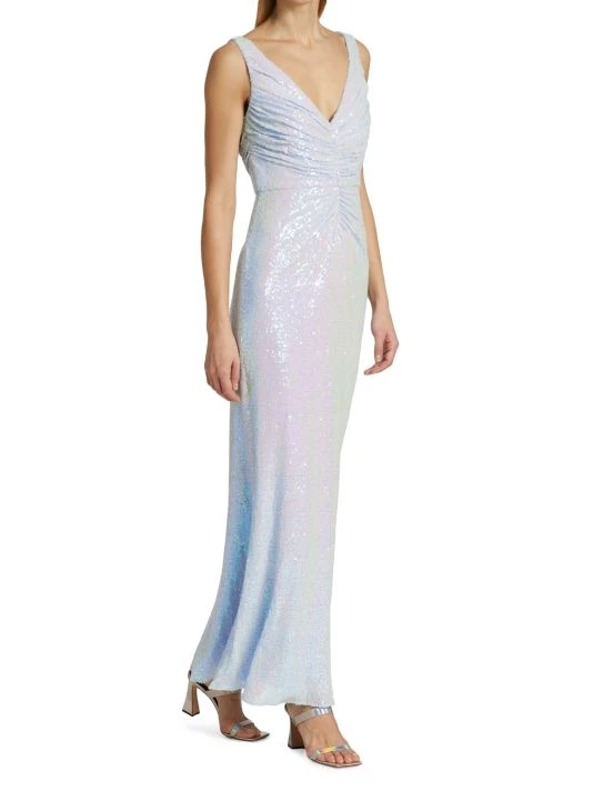 Badgley Mischka Sequined Ruched Gown - Image 2