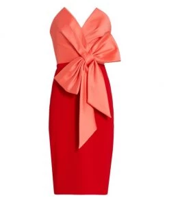 Badgley Mischka Bow Combo Cocktail Dress