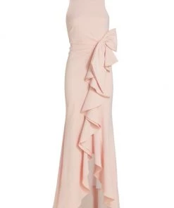 Badgley Mischka Crepe Bow Gown