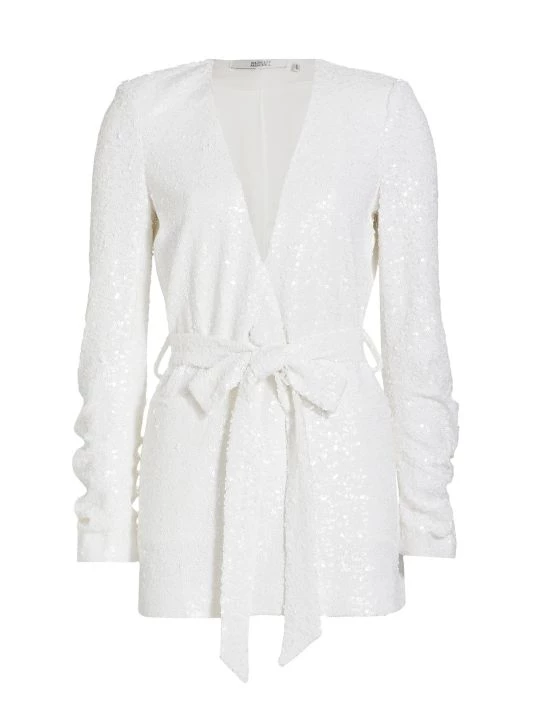 Badgley Mischka Belted Sequin Jacket