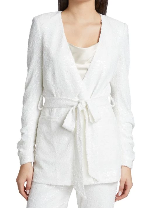 Badgley Mischka Belted Sequin Jacket - Image 3
