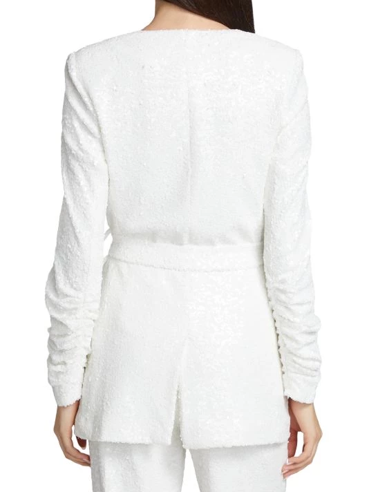 Badgley Mischka Belted Sequin Jacket - Image 5