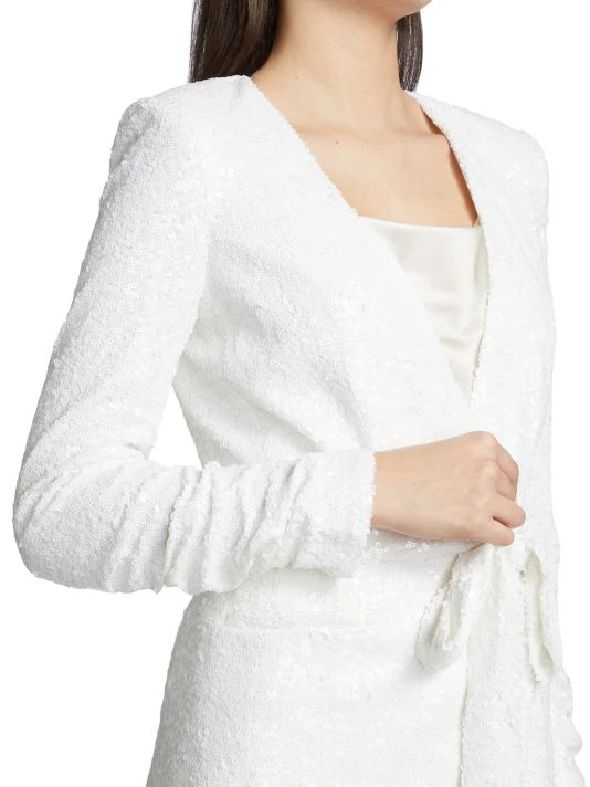 Badgley Mischka Belted Sequin Jacket - Image 6