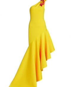 Badgley Mischka One-Shoulder Gown
