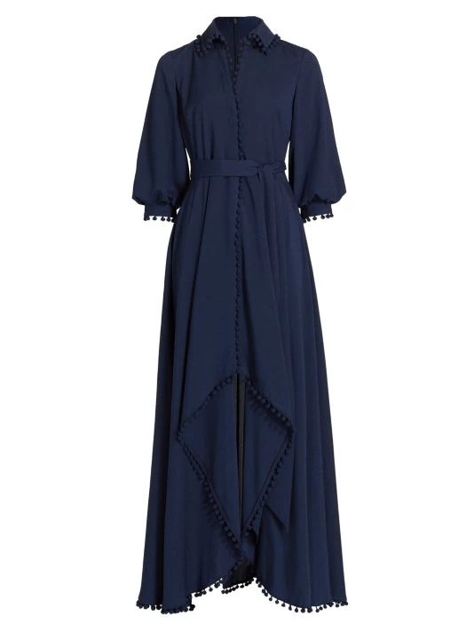 Badgley Mischka Pom-Pom Shirtdress