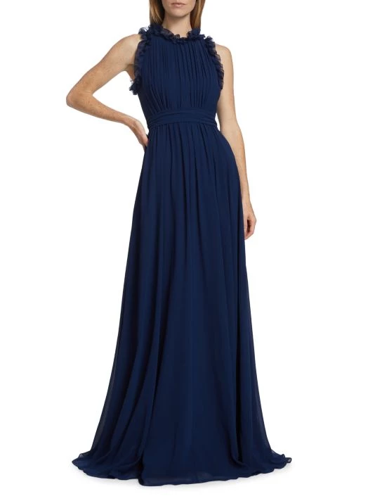 Badgley Mischka Ruffled-Trim Belted Gown - Image 2