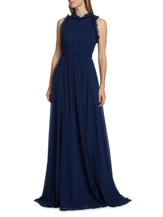 Badgley Mischka Ruffled-Trim Belted Gown - Image 3