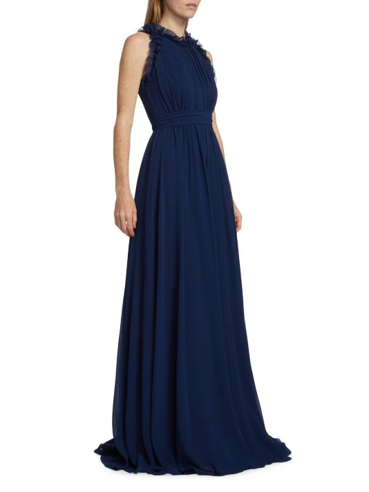 Badgley Mischka Ruffled-Trim Belted Gown - Image 4