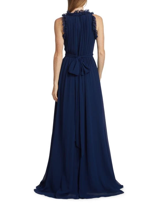 Badgley Mischka Ruffled-Trim Belted Gown - Image 5