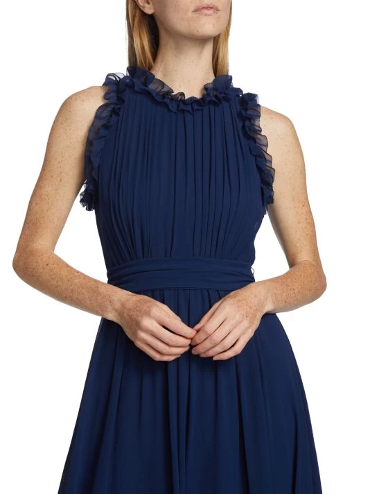 Badgley Mischka Ruffled-Trim Belted Gown - Image 6