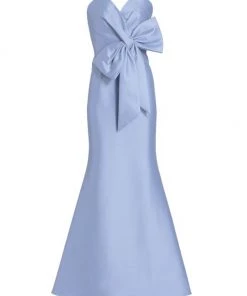 Badgley Mischka Strapless Bow Gown Navy