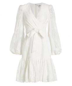 Badgley Mischka Floral Lace Wrap Dress