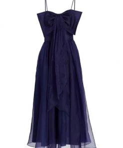 Badgley Mischka Organza Tea-Length Dress
